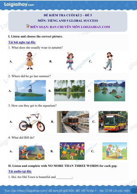 Đề thi học kì 2 Tiếng Anh 5 Global Success - Đề số 5